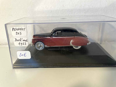 Peugeot 203 Darl'Mat bordeaux et noire de 1953 (boite plexi) Bernard Miniatures