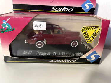 Peugeot 203 découvrable bordeaux (Solido référence 4547) Bernard Miniatures