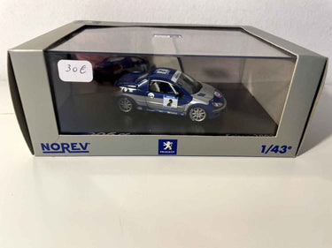 Peugeot 206cc de course bleue et grise avec le numéro 2 saison 2002 (coffret boite rectangle) Norev Bernard Miniatures