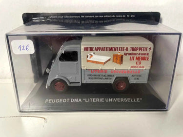 Peugeot DMA gris avec la publicité LITERIE UNIVERSELLE Bernard Miniatures