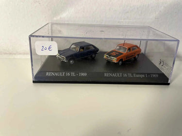 Renault 16 TL bleue de 1969 + Renault 16 TL orange EUROPE 1 de 1969 (Echelle HO) Bernard Miniatures