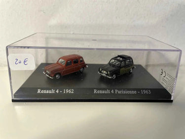 Renault 4 marron de 1962 + Renault 4 verte et noire Parisienne de 1963 (Echelle HO) Bernard Miniatures