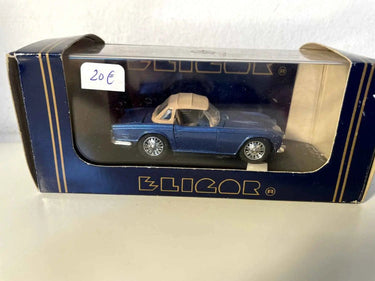 Triumph TR5 bleue avec capote marron de 1968 Bernard Miniatures