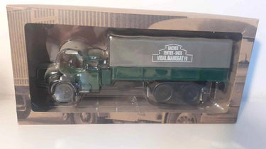 Voiture Miniature Camion BERLIET GLM 10 M1 de 1956 plateau bâché avec inscription "Bâches - Tentes - Sacs" sur la bâche - Bernard Miniatures