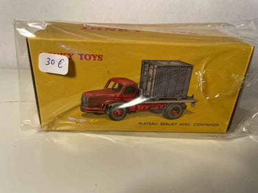 Voiture Miniature Camion Berliet rouge avec plateau et avec container Dinky-Toys (éditions Atlas) - Bernard Miniatures