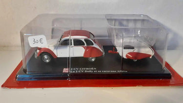 Voiture Miniature Citroën 2 CV Dolly et sa caravane ailette - Bernard Miniatures