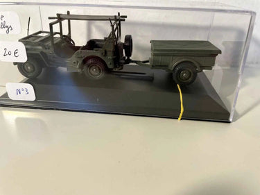 Voiture Miniature Jeep Willys avec remorque (collection Solido) - boite N°3 - Bernard Miniatures