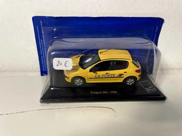 Voiture Miniature Peugeot 206 jaune de 1998 la Poste - PTT - Bernard Miniatures