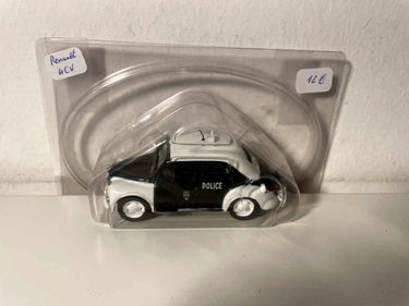 Voiture Miniature Renault 4CV blanche et noire POLICE (blister) - Bernard Miniatures