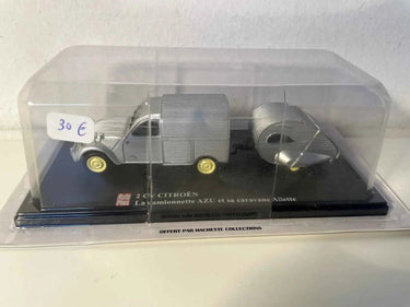Voitures Miniatures Citroën 2CV la camionnette AZU grise et sa caravane Ailette grise - Bernard Miniatures