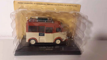 Voitures Miniatures Citroën type H beige et marron de 1952 autocar avec bagages sur le toit - Bernard Miniatures