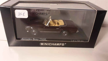 Voitures Miniatures Mercedes-Benz 230SL bordeaux de 1965 (MINICHAMPS référence 430032236) - Bernard Miniatures