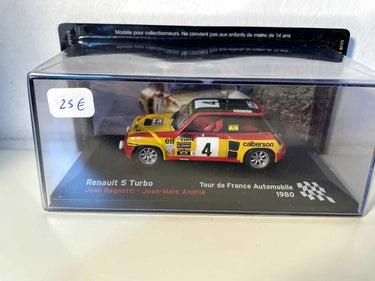 Voitures Miniatures Renault 5 Turbo jaune, rouge et noire numéro 4 - tour de France automobile de 1980 - Bernard Miniatures