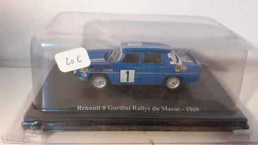 Voitures Miniatures Renault 8 Gordini bleue avec le N°1 - rallye du Maroc de 1969 - Bernard Miniatures