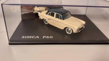 Voitures Miniatures Simca P60 beige et toit bleue foncée (boite rectangle) - Bernard Miniatures
