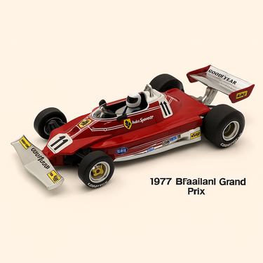 Photo professionnelle de la voiture miniature Ferrari 312 T2 Numero 11 De 1977 Formule 1 Grand Prix Du Bresil - Image clean haute qualité