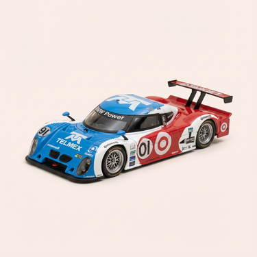 Voiture miniature - BMW Riley bleue, blanche et rouge numéro 01 - 24 heures de Daytona de 2011 (Daytona International Speedway)