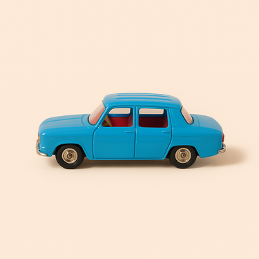 Photo professionnelle de la voiture miniature Renault 8 Bleue Dinky Toys Editions Atlas - Image clean haute qualité