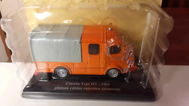 Citroën type HY orange et bâche grise de 1968 plateau cabine entretien autoroute Bernard Miniatures