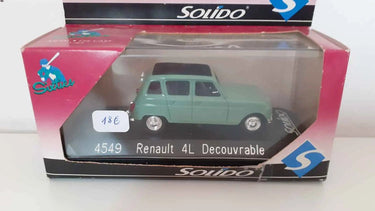 Voitures Miniatures Renault 4L découvrable verte et toit noir - Bernard Miniatures