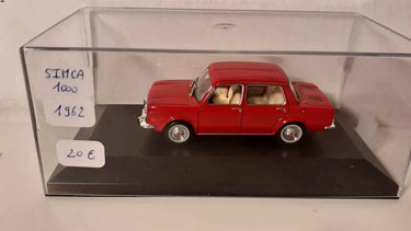 Voitures Miniatures Simca 1000 rouge de 1962 (boite plexi) - Bernard Miniatures