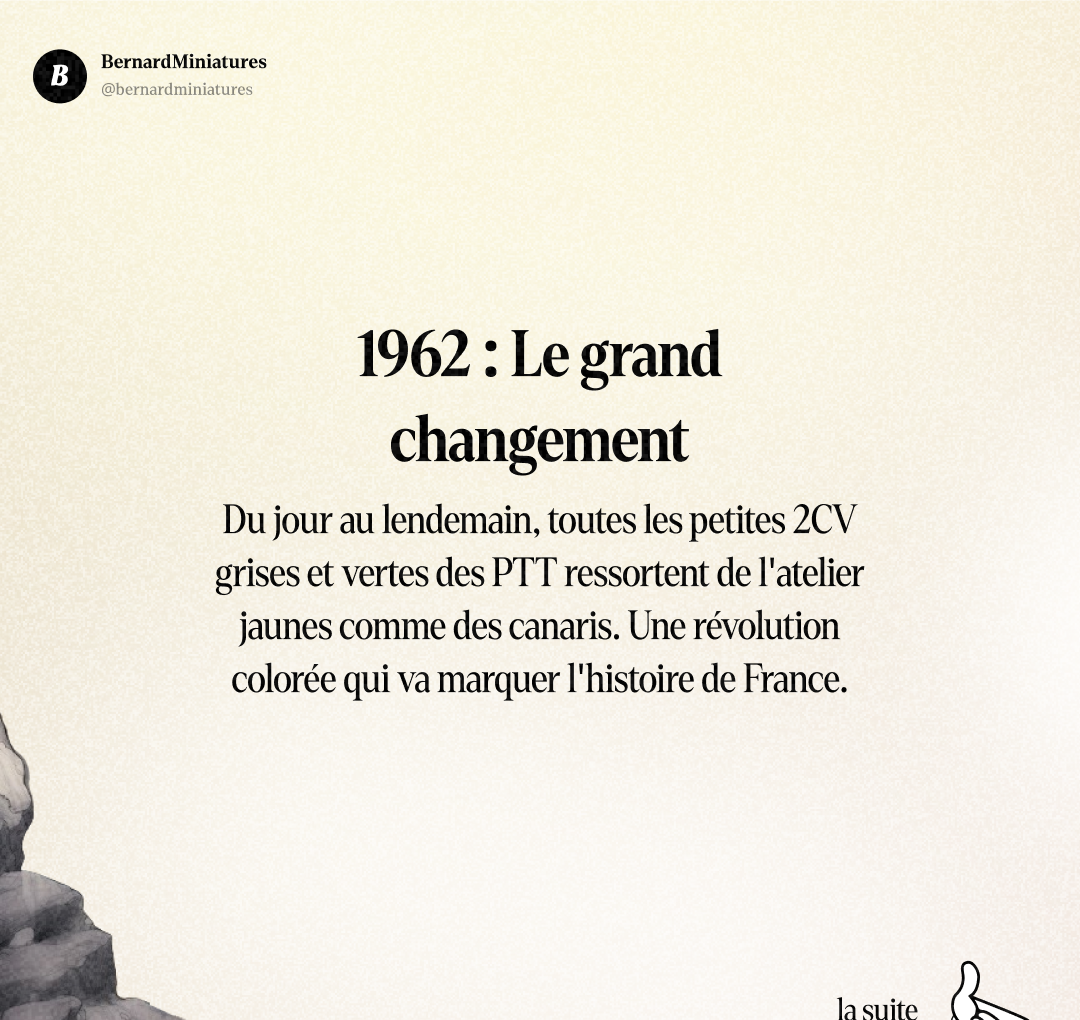 2CV des PTT : Pourquoi nos facteurs roulent dans des voitures jaunes depuis 1962 - Slide 1