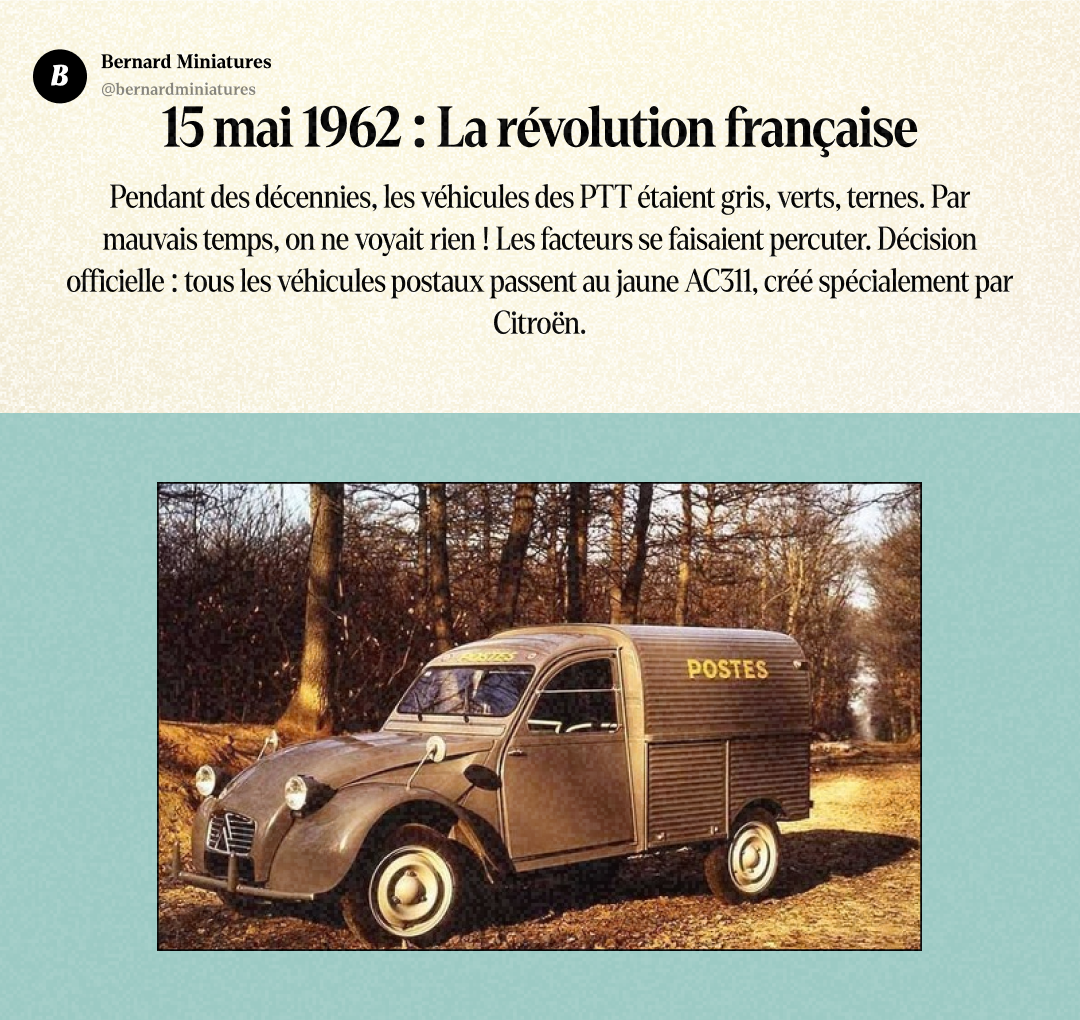 2CV des PTT : Pourquoi nos facteurs roulent dans des voitures jaunes depuis 1962 - Slide 4