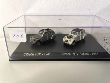 Citroën 2CV grise de 1949 + Citroën 2CV Sahara beige? de 1958 (Echelle HO) Bernard Miniatures