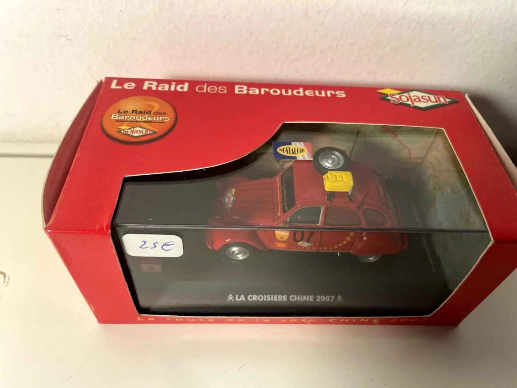 Citroën 2CV rouge foncée La croisière de Chine de 2007 - le raid des baroudeurs Bernard Miniatures