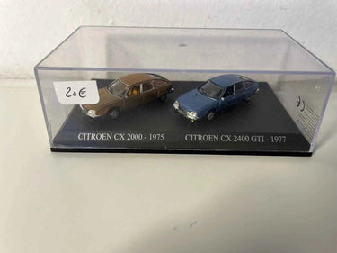 Citroën CX 2000 marron de 1975 + Citroën CX 2400 GTI bleue de 1977 (Echelle HO) Bernard Miniatures