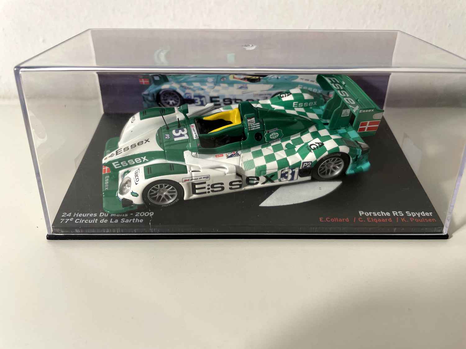 Porsche RS Spyder zielona i biała z szachownicą numer 31 - 24 godziny Le Mans 2009