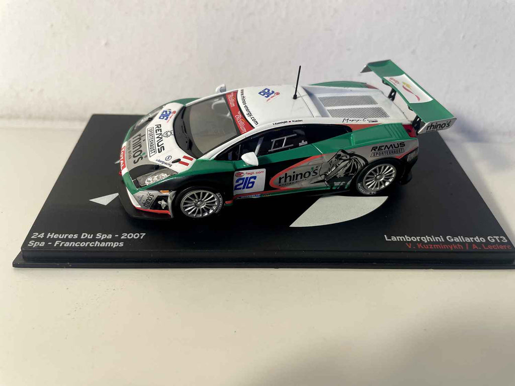 Lamborghini Gallardo GT3 verte et blanche numéro 216 - 24 heures du Spa de 2007 (Spa-Francorchamps)