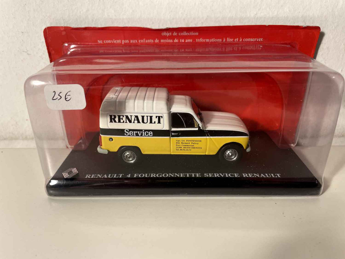Renault 4 fierteg, wäiss, blo a schwaarz SERVICE RENAULT (reservéiert fir FIOUL61)