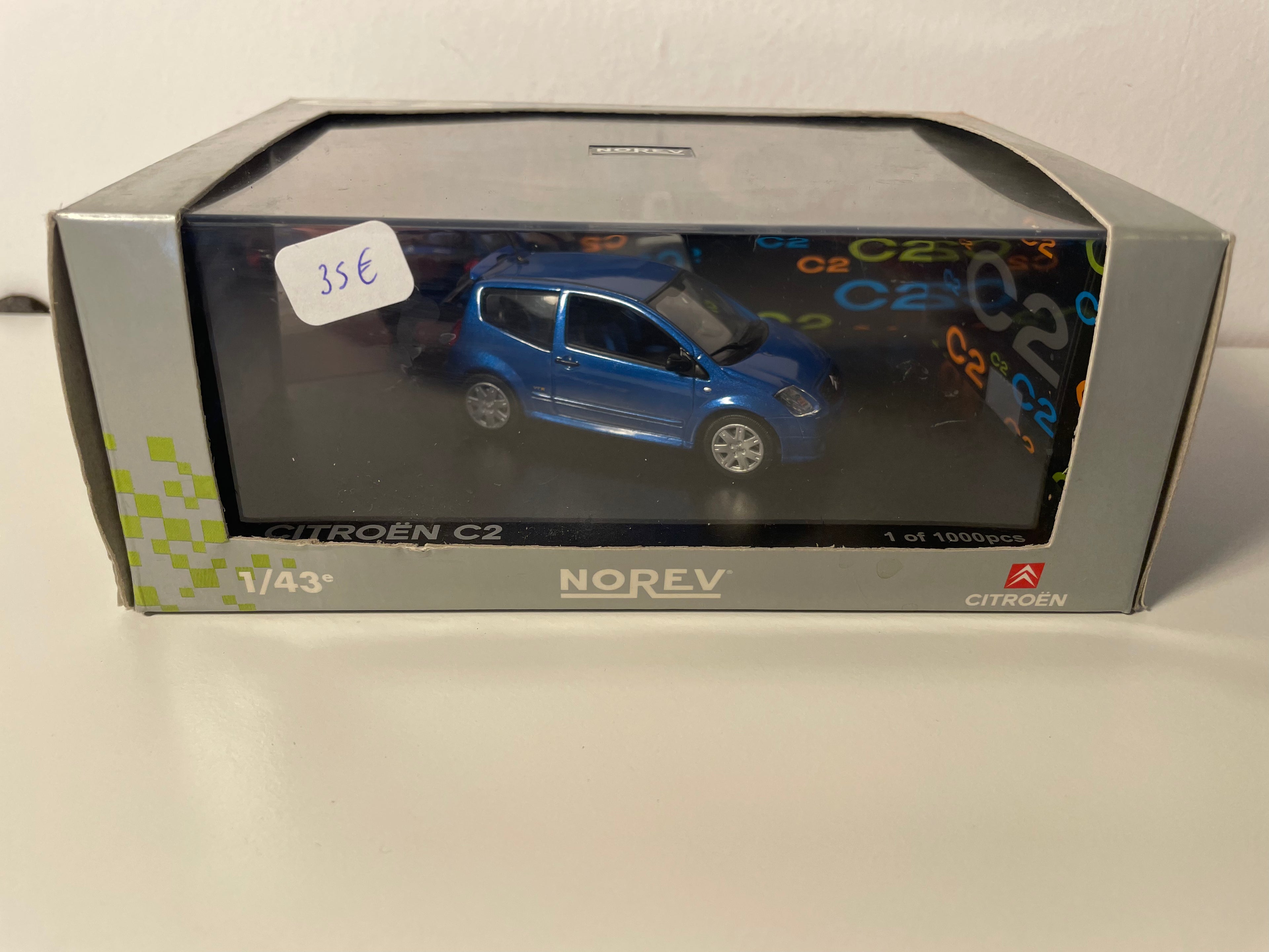 Citroën C2 bleue - NOREV (coffret boite rectangle)