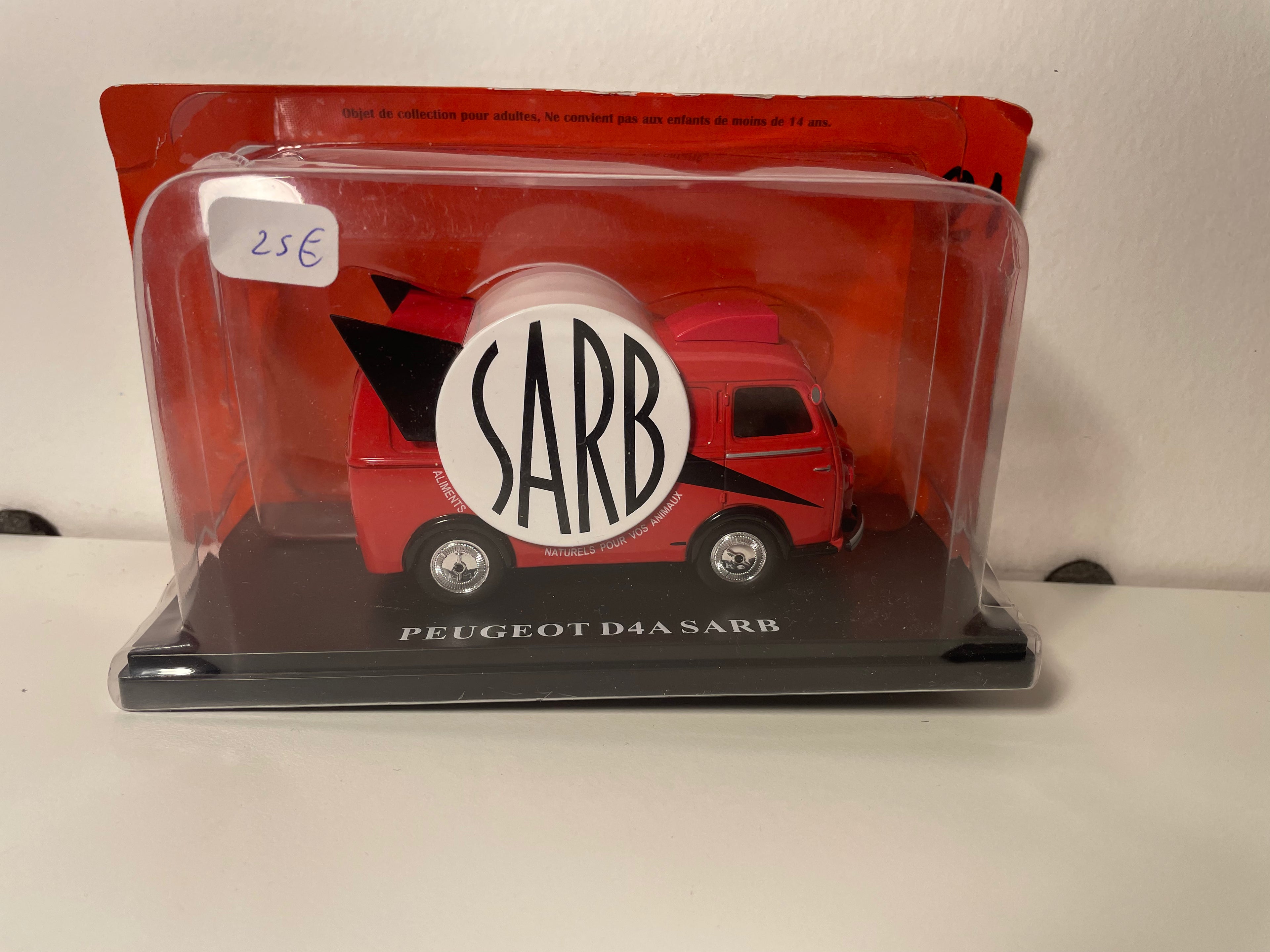 Peugeot D4A red with SARB advertising (pet food) - advertising vehicle of the Tour de France