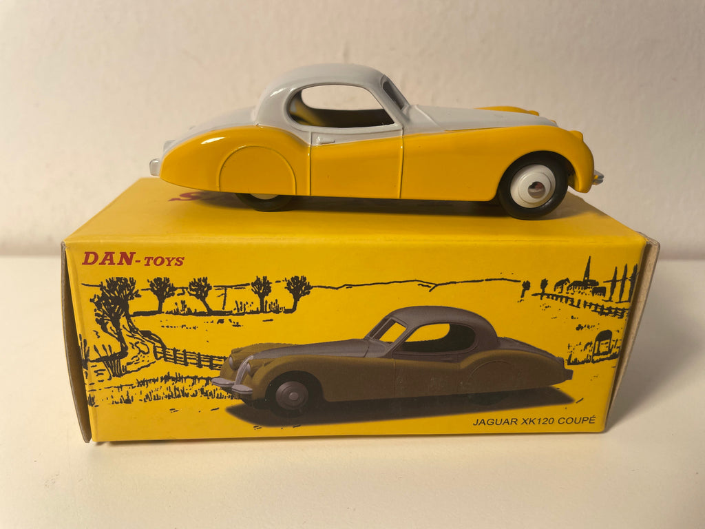 Jaguar XK120 coupé bicolore jaune et grise - DAN-TOYS référence DAN-259 (Editions Atlas)