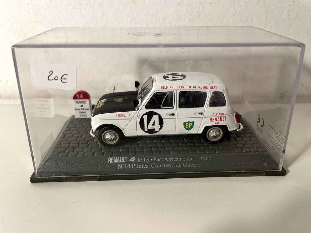 Renault 4 rallye East African Safari de 1962 blanco y negro número 14