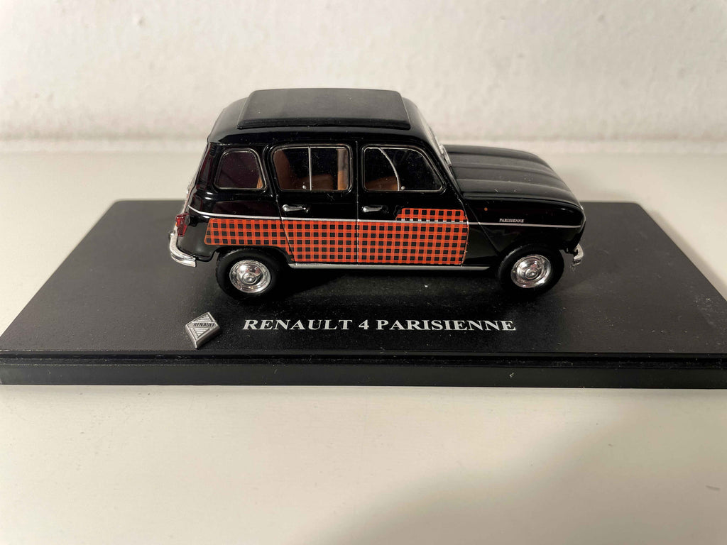 Renault 4L Parisienne noire et avec damiers noirs et oranges? (blister sans carton)