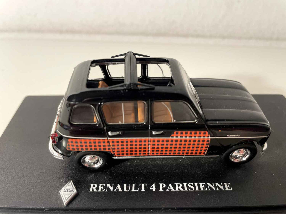 Renault 4L Parisienne noire et avec damiers noirs et oranges? (blister sans carton)