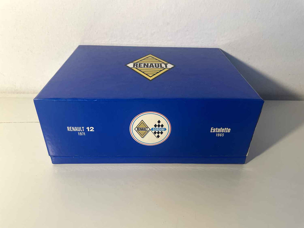 Caja Renault con un R12 amarillo de 1971 y un estafette naranja de 1965 (caja rectangular azul) NOREV