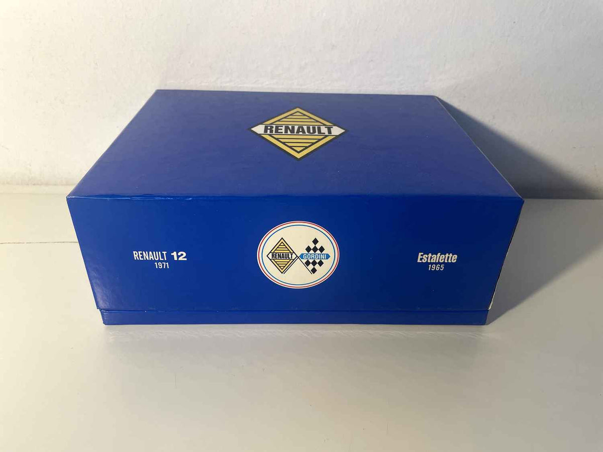 Caja Renault con un R12 amarillo de 1971 y un estafette naranja de 1965 (caja rectangular azul) NOREV