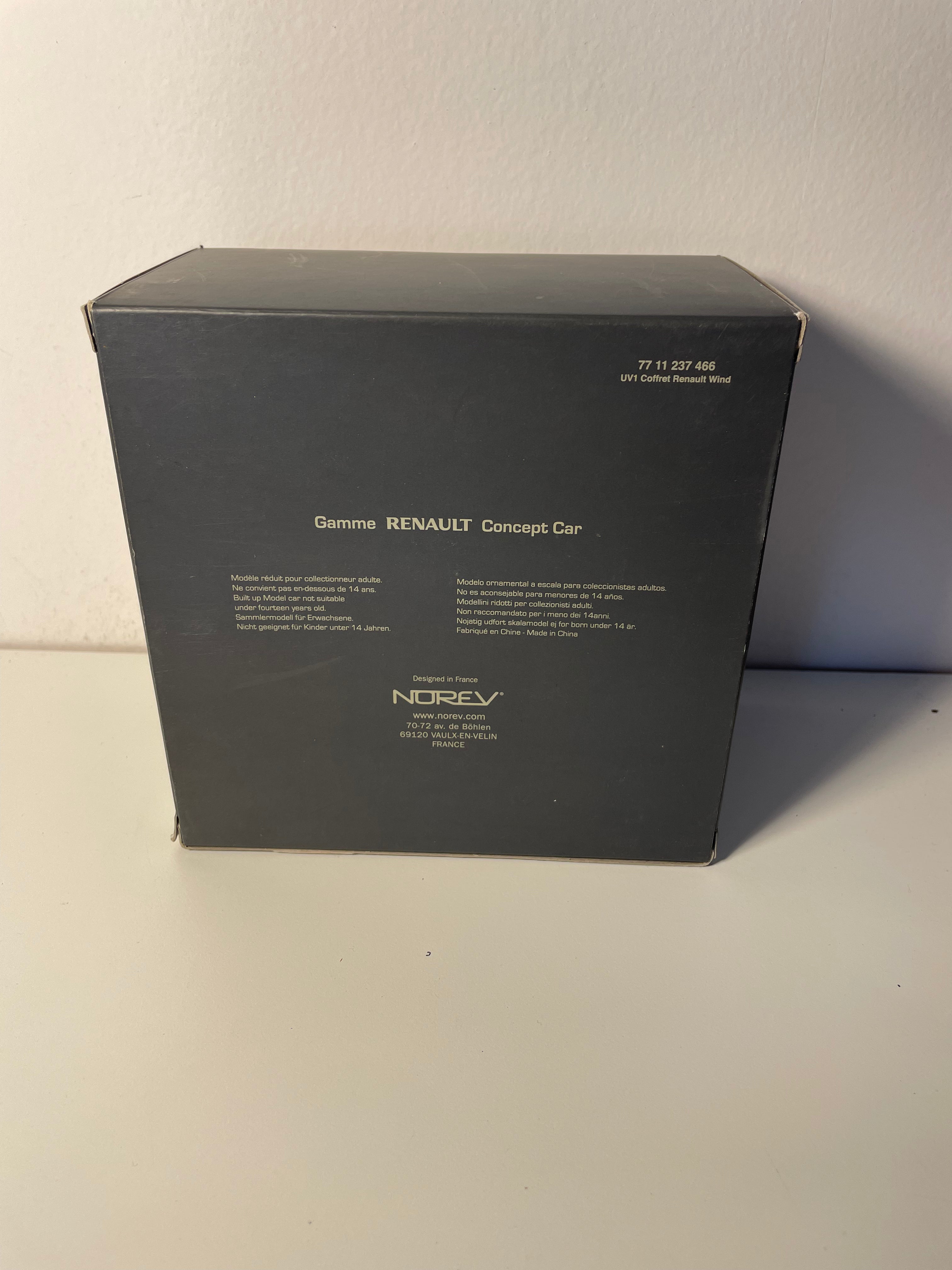 Renault Wind bleue - Concept car - coffret boite carréé marron - NOREV