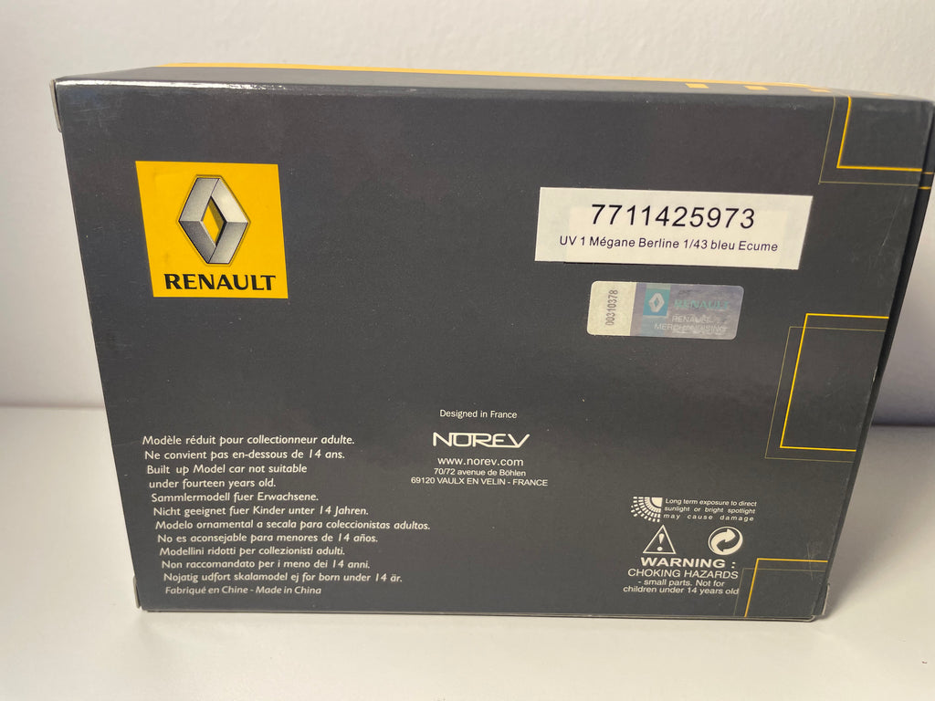 Renault Mégane blue sedan (foam blue) - NOREV - rectangular box set (box No. 2)