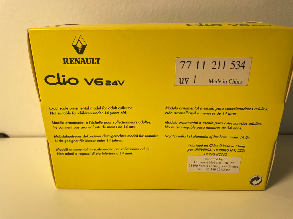 Renault Clio Sport V6 24v grise - UNIVERSAL HOBBIES - coffret boite rectangle (boite N°28)