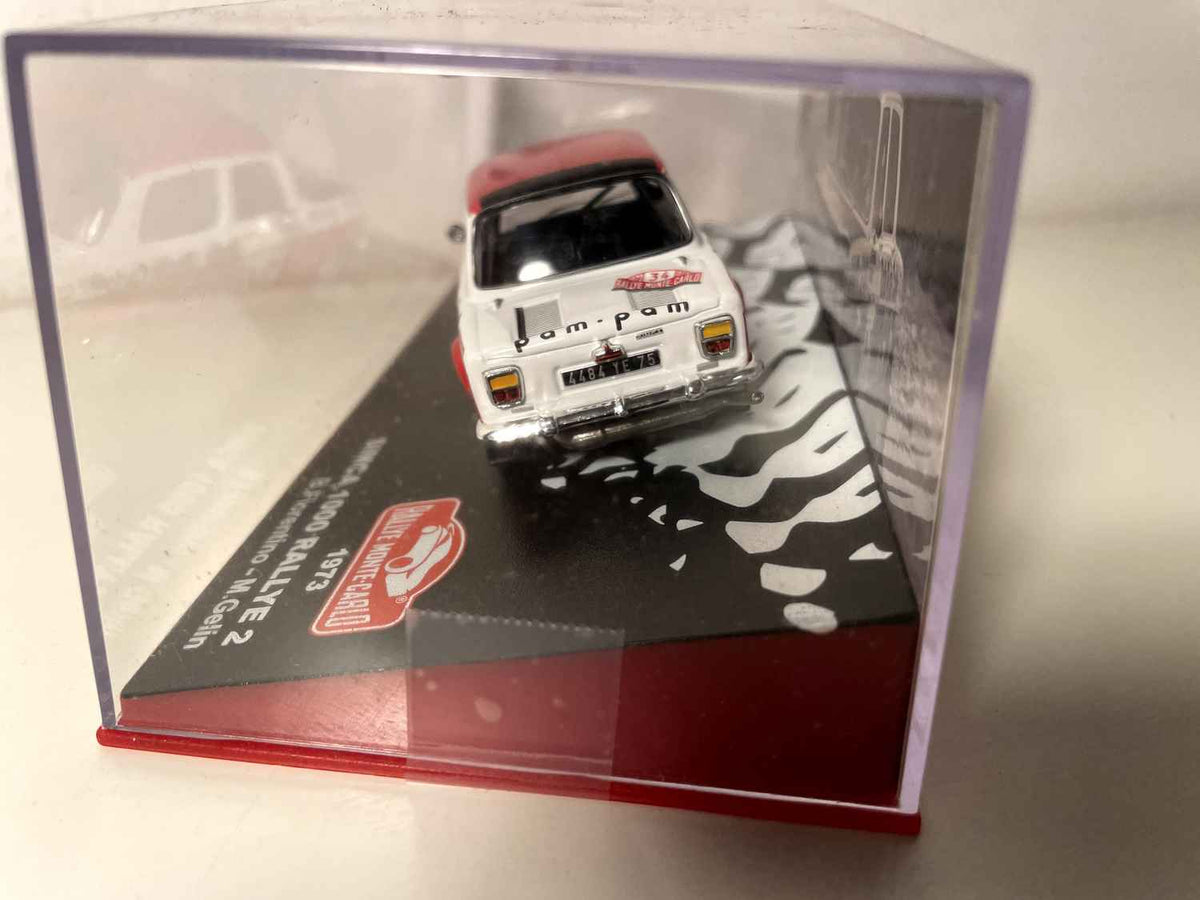 Simca 1000 rallye 2 wit, zwart en rood nummer 34 - Monte Carlo Rally 1973