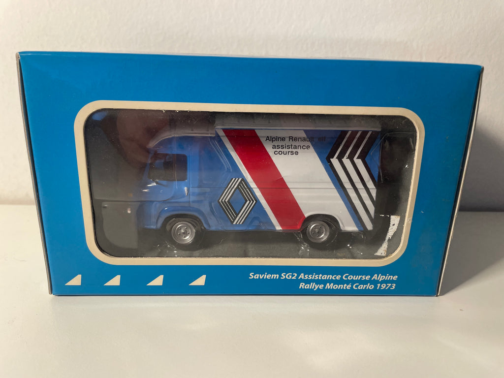 Fourgon Saviem SG2 - Renault - bleu, blanc et rouge - Assistance course Alpine rallye de Monté-Carlo de 1973 - IXO