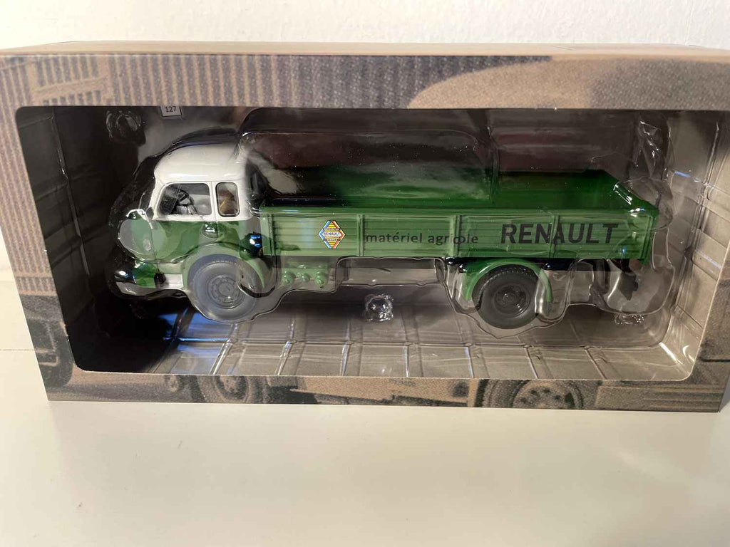 Camion Saviem JL21 verde con cabina verde e bianca - camion piattaforma "Renault Materiale agricolo" - Francia 1972