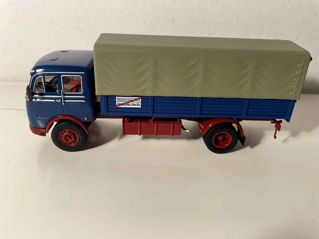 1963 MERCEDES BENZ LP 334 truck (blue truck with gray tarpaulin)