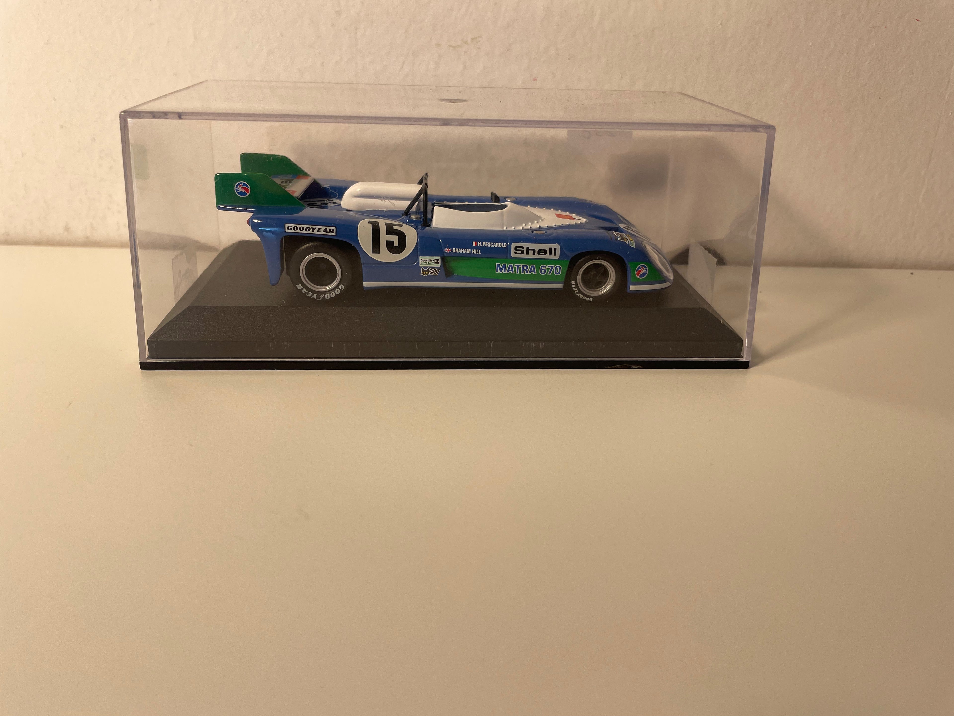 Matra MS670 blo-wäiss Nummer 15 (24 Stonnen vu Le Mans 1972)
