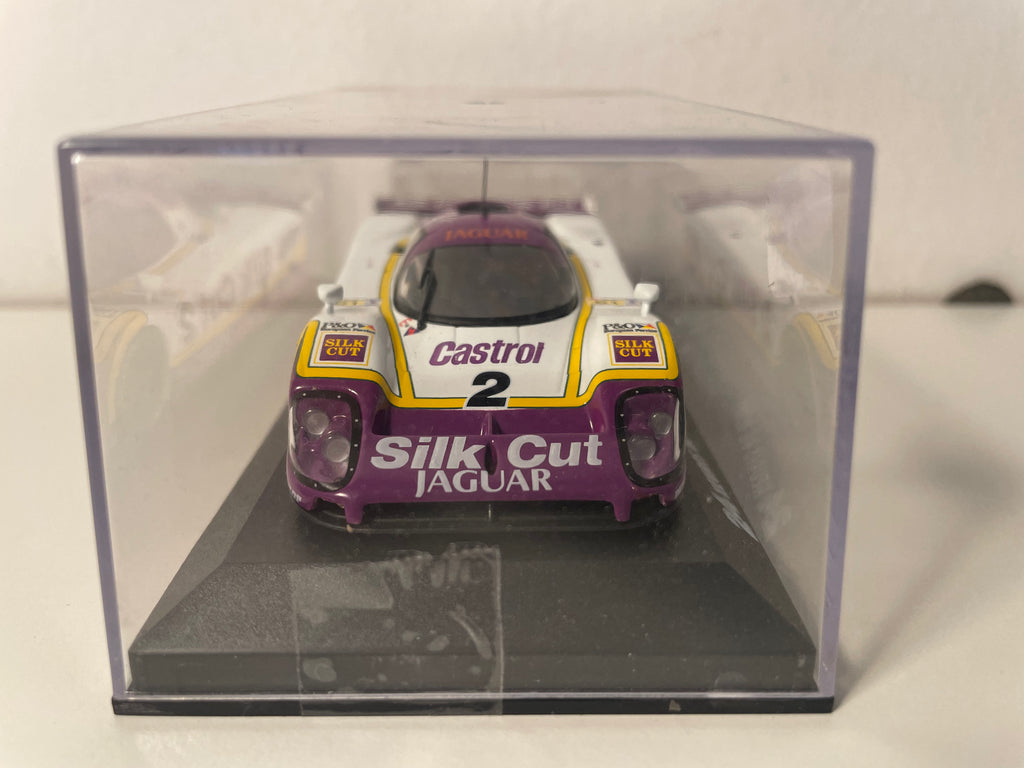 White, purple and yellow Jaguar XJR9 number 2 (1988 24 Hours of Le Mans)